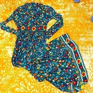 Fashioned by Patty vintage 60s polyester floral silky maxi dress small